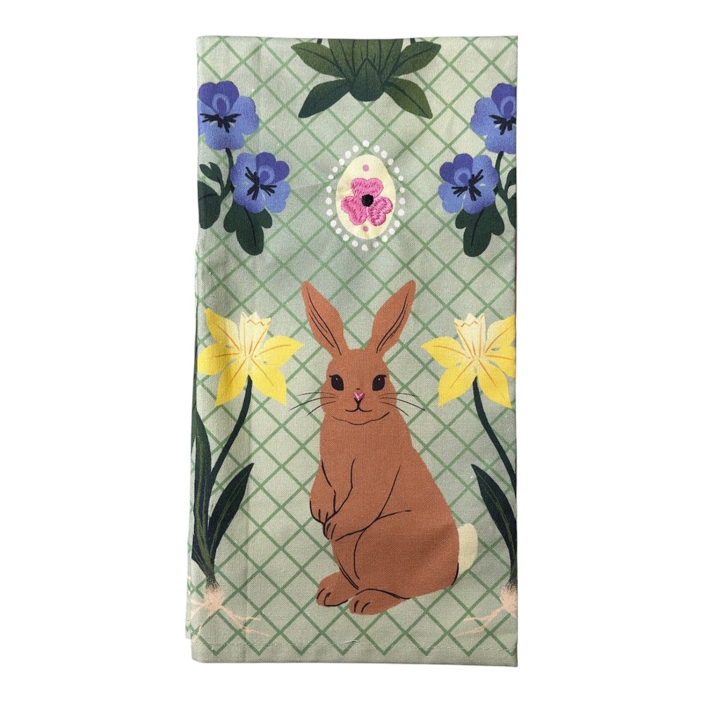 Anthropologie Easter Bunny Dish Towel NWT 28" x 21"